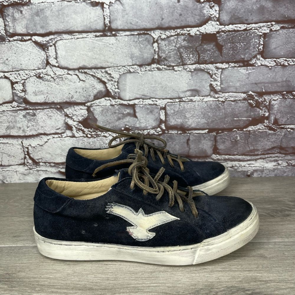 Freebird Dark Blue and Light Tan lace up sneakers shoes women sz 5M US/35EU
